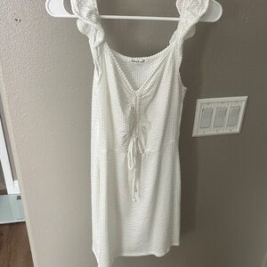 Caution To The Wind Ivory Waffle Knit dress